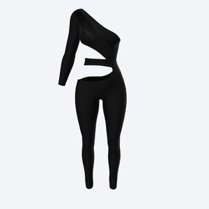 MyOutfitOnline Black One-Shoulder Cutout Jumpsuit